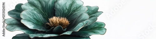 Saint Patricka??s flower with deep green textures and a soft golden core on white q2, photo