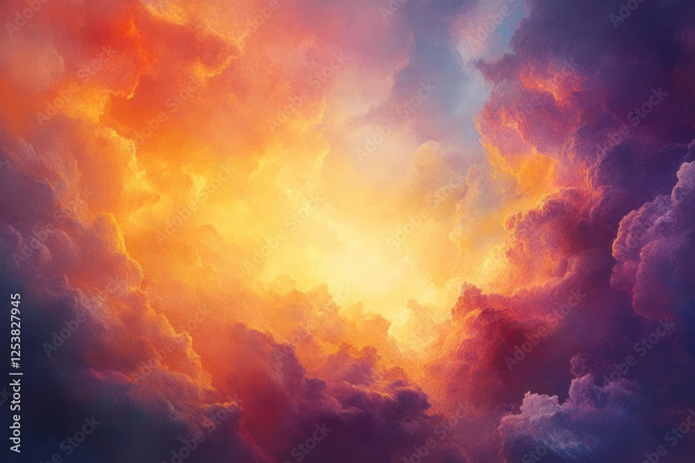 Fototapeta premium Golden Hour Cloudscape Above the Horizon for Inspirational Wall Art