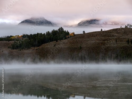 Morning sunrise on a Idaho mountain lake photo