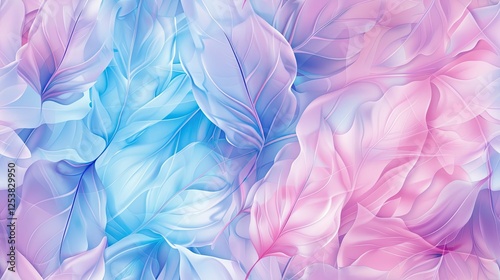 Seamless floral watercolor pattern in light blue and pink leaves background. Watercolour paint brush texture for banner, wedding invite, card, flyer, wrapping paper.