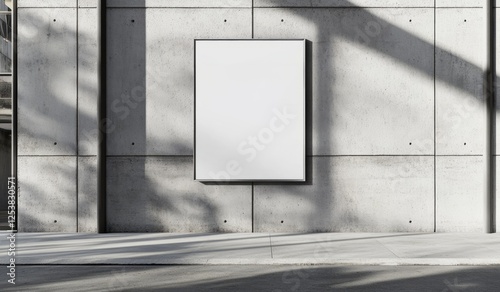 Mock up of an empty billboard against a concrete wall in an urban setting during daylight hours