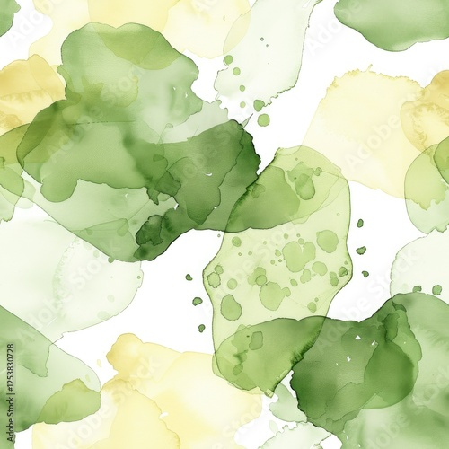 Abstract background seamless pattern green ink splashes marble texture. Japanese fresh greenery matcha watercolor texture for background, template, cover design, interior decor, poster, wedding invite