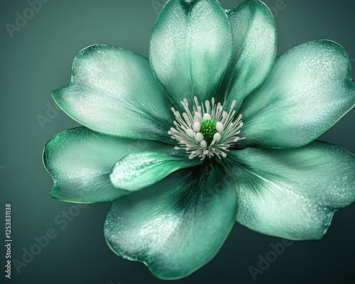 Shimmering Saint Patricka??s flower with radiant emerald hues and soft petal reflections q2, photo