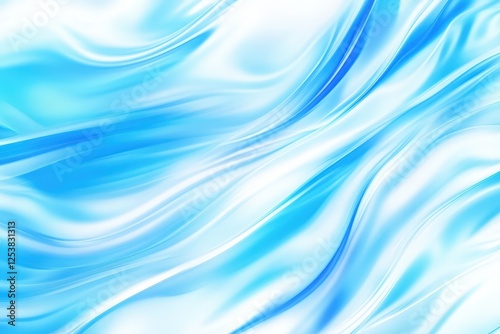 This image showcases mesmerizing fluid waves in soft blue and white tones, evoking feelings of tranquility and calmness through its elegant movement and design.