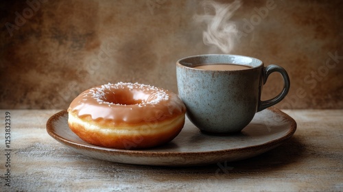 Enjoying a warm cup of coffee with a sweet donut on a cozy table