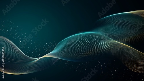 Abstract gold teal wave flow