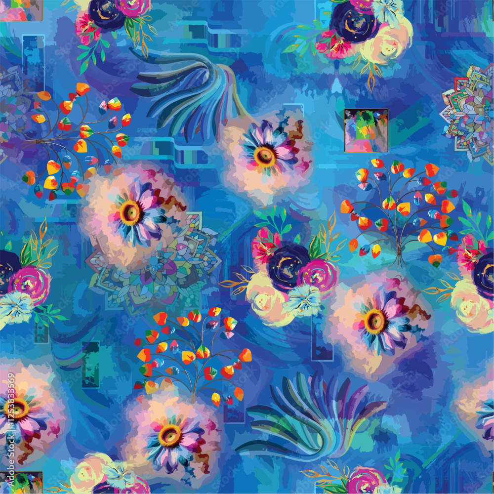 Obraz premium Unique floral paisley pattern, Persian pattern Indian floral pattern, Vector Illustration ,Design for fashion , fabric, textile, wallpaper , wrapping and all print 