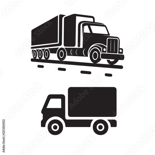 Truck vector set, truck vector. transport truck vector. delivery truck icon.