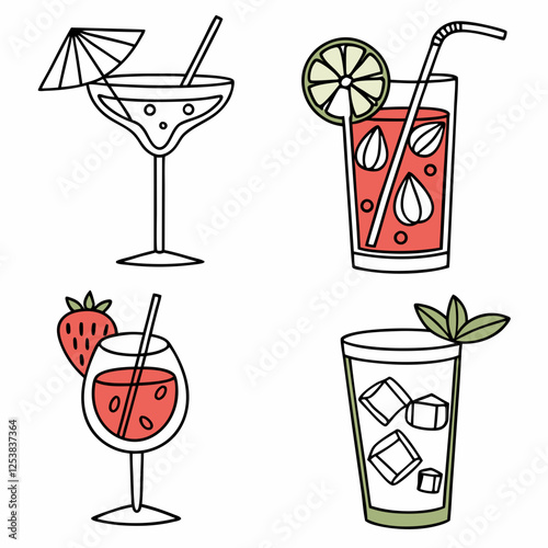 set of cocktails