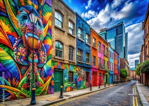 Explore East London's dynamic street scenes: Brick Lane's graffiti, Shoreditch's architecture, colorful markets, and captivating street art.