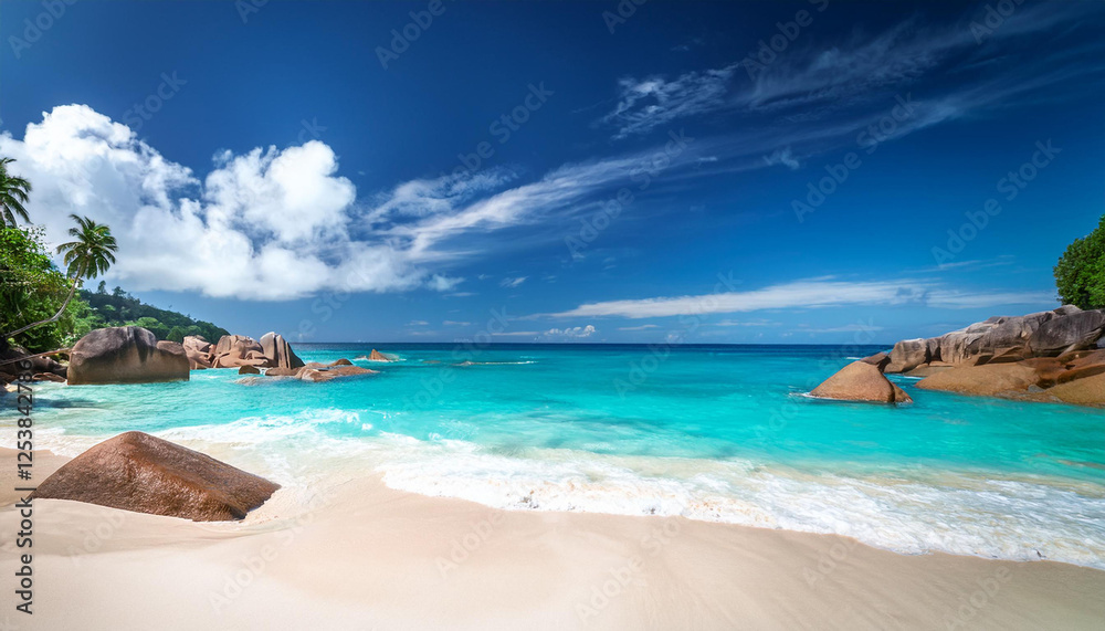 paradise sunny tropical beach in seychelles paradise sunny tropical beach in seychelles