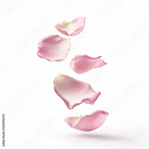 Wallpaper Mural Rose Petals Floating Gracefully Isolated on Pure White Background with Soft Shadows Torontodigital.ca