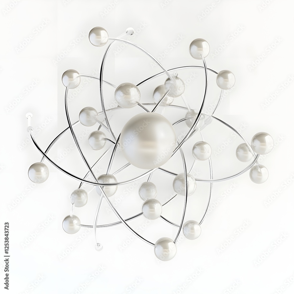 Stylized Atomic Structure of Uranium 235 Nucleus on Minimalist White Background Stylized Atomic Structure of Uranium 235 Nucleus on Minimalist White Background