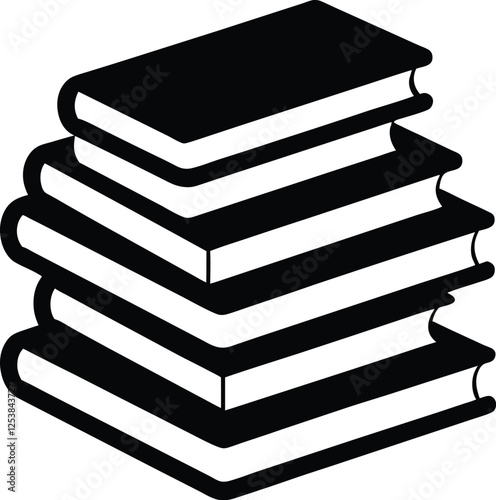 Books icon, stack of black books silhouette vector  