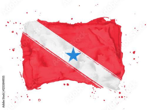 Flag of  Para,  brush stroke background.  Flag State Para of Brazil on white background. Watercolor style for your design, app, UI.  EPS10.