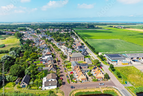 Aerial from the little village Oosterend on Texel island in the Netherlands photo