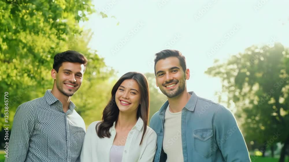 Group of Young Friends Enjoying Day Outdoors in Sunlit Park. Concept of Friendship, Outdoor Relaxation, Happy Smiles, Social Bonding, diversity of people, togetherness, gathering Group of Young Friends Enjoying Day Outdoors in Sunlit Park. Concept of Friendship, Outdoor Relaxation, Happy Smiles, Social Bonding, diversity of people, togetherness, gathering
