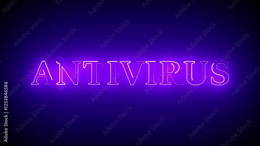 Antivirus Glowing neon text animation. Animated neon Anti virus text on Black background , Antivirus Glowing neon text animation. Animated neon Anti virus text on Black background ,