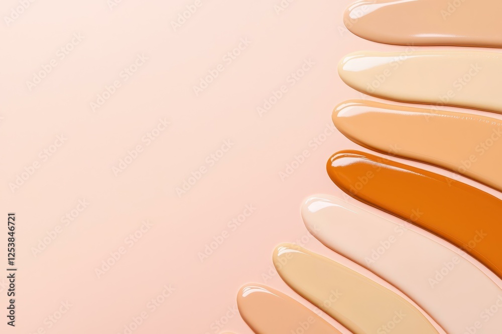 A colorful array of liquid foundations displayed. A colorful array of liquid foundations displayed.