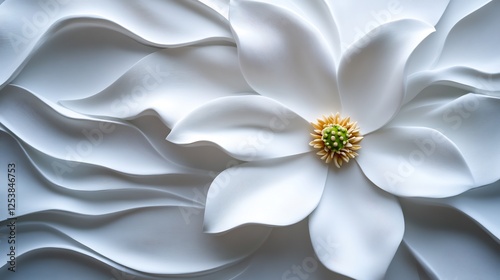 Elegant White Flower 3D Wall Art: A Serene Masterpiece