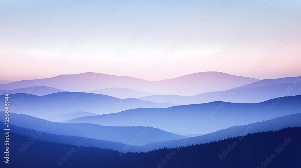 Fototapeta premium Serene Blue Mountains Under a Soft Sky