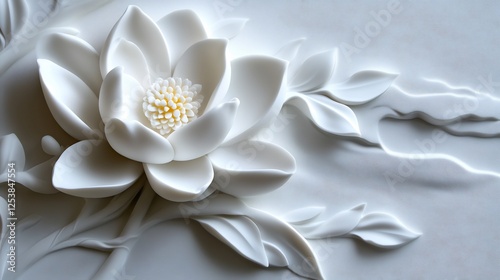 Elegant White 3D Floral Bas-Relief Wall Art