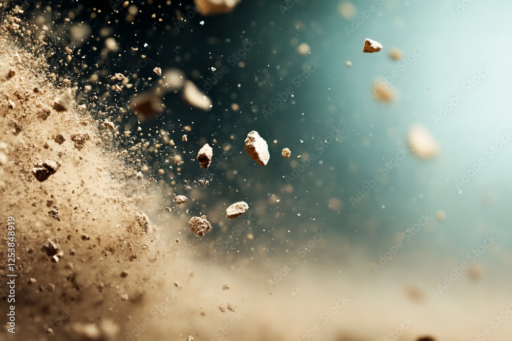 Fototapeta premium Soil particles explosion