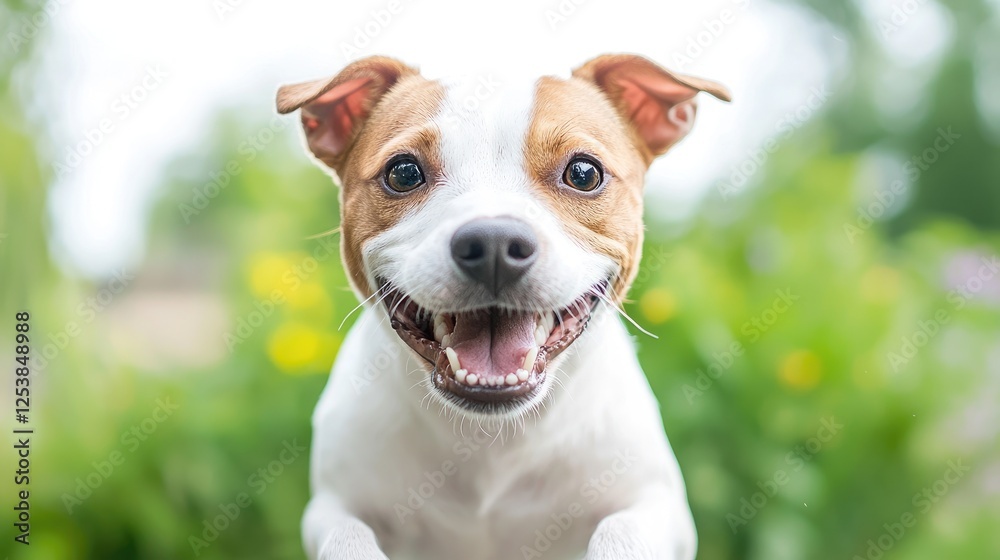 Happy Jack Russell Jumping at Camera in Garden Happy Jack Russell Jumping at Camera in Garden