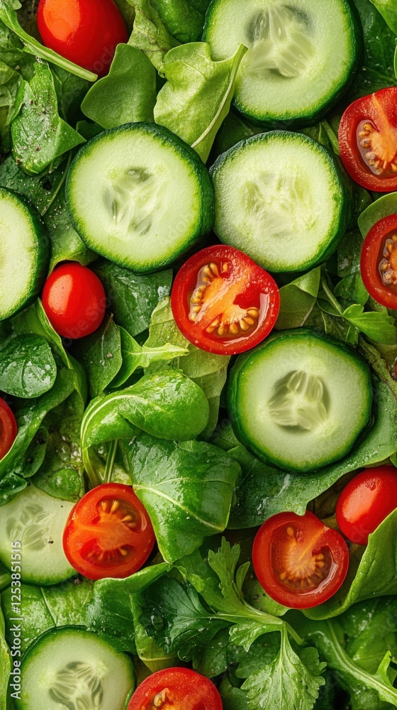 Fresh Salad Ingredients with Cucumber and Cherry Tomato Close-Up Fresh Salad Ingredients with Cucumber and Cherry Tomato Close-Up