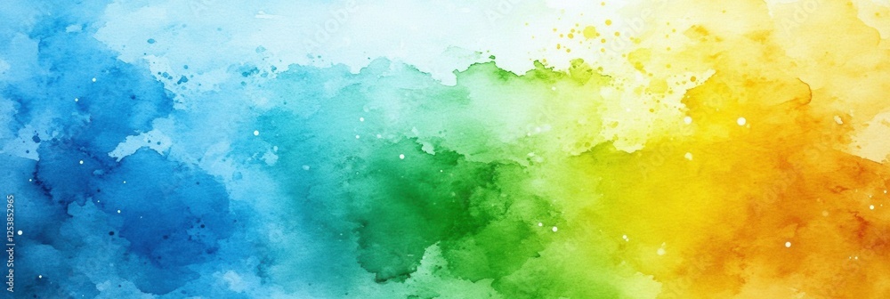 Fototapeta premium Abstract Watercolor Background Vibrant Blue, Green, and Yellow Gradient