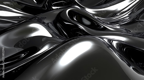 Wallpaper Mural Glossy black liquid, abstract waves Torontodigital.ca