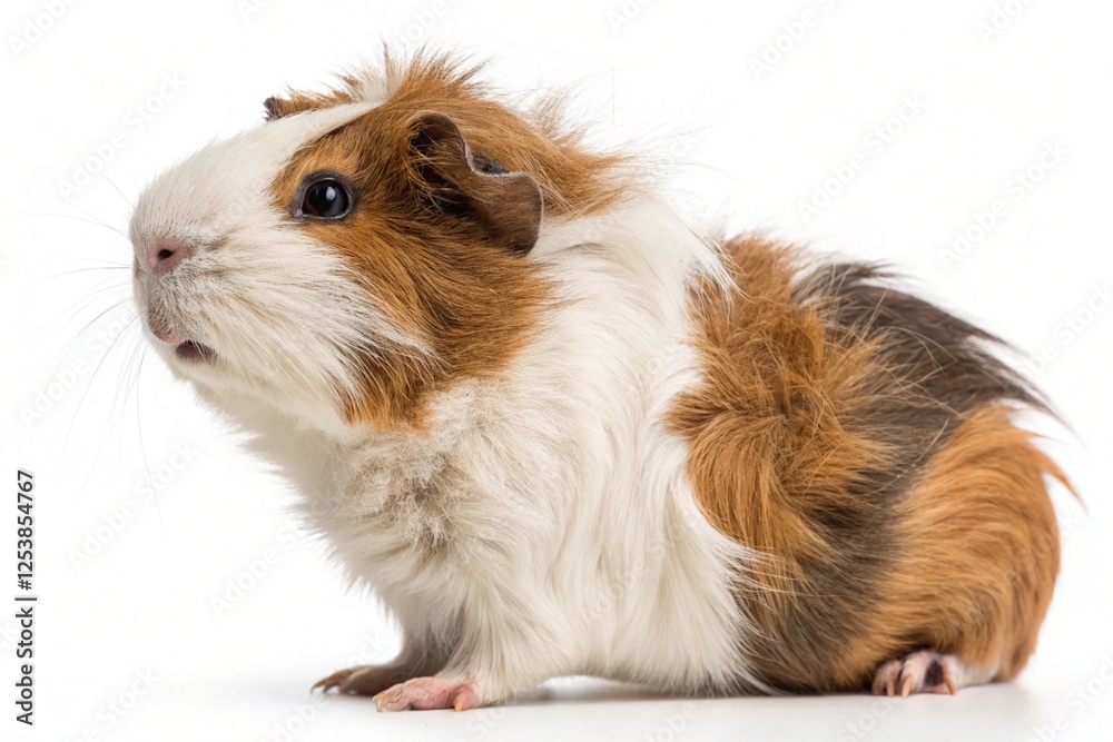 Abyssinian guinea pig isolated on white background Abyssinian guinea pig isolated on white background
