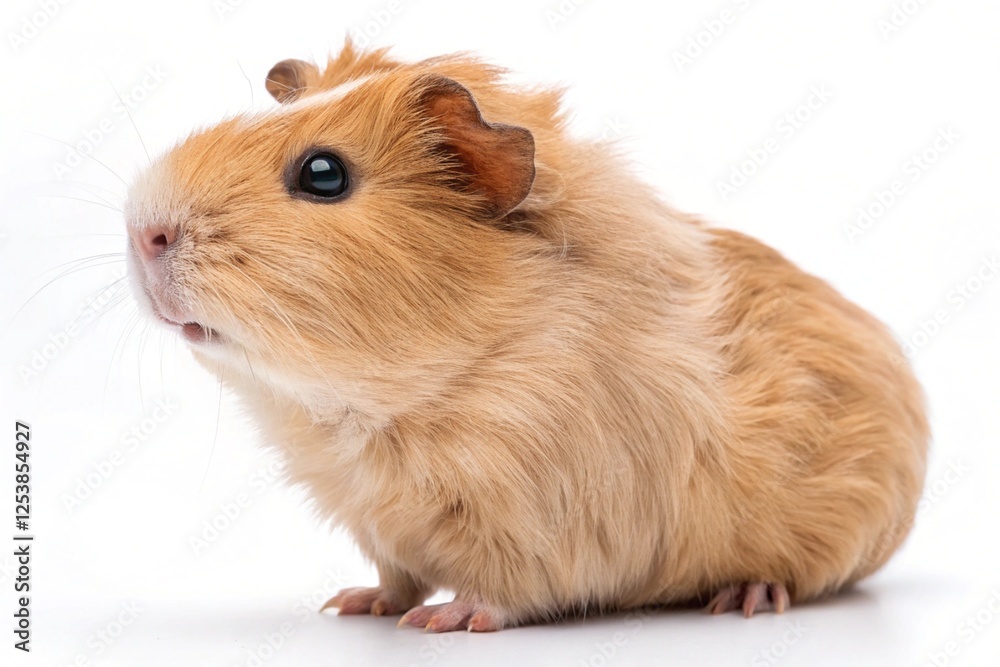 teddy guinea pig isolated on white background teddy guinea pig isolated on white background