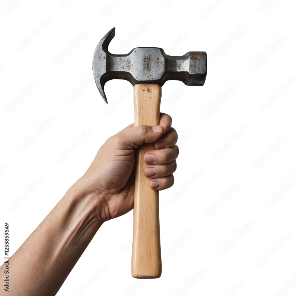 Hand Holding a Hammer Isolated on Transparent Background Hand Holding a Hammer Isolated on Transparent Background