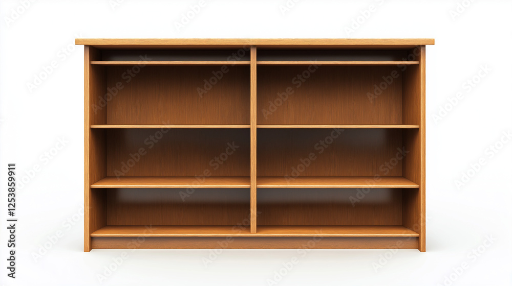 brown wooden empty bookshelf with multiple compartments isolated on white background brown wooden empty bookshelf with multiple compartments isolated on white background