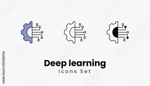 Deep learning Icons thin line and glyph vector icon stock illustration