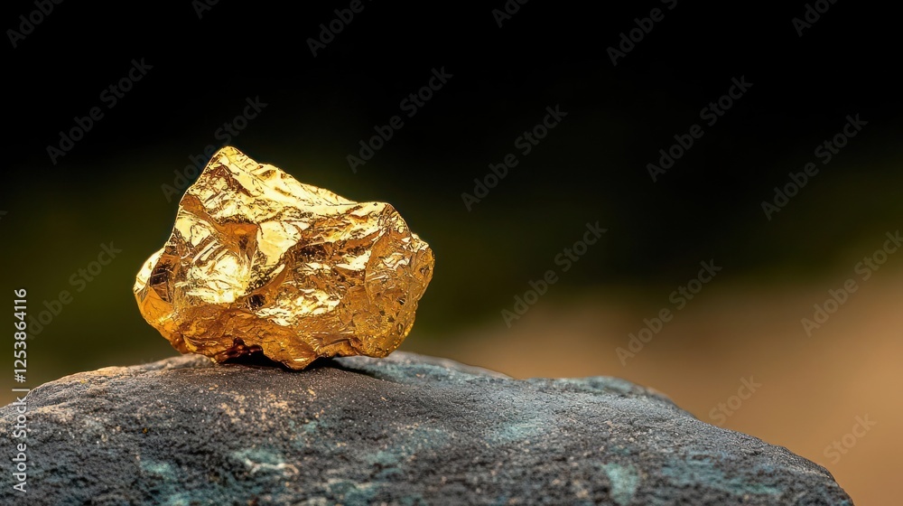 Golden Nugget On Dark Rock Golden Nugget On Dark Rock