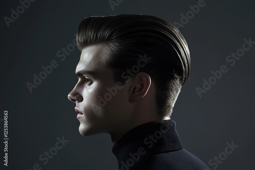 Sleek hairstyle highlights modern aesthetics, reflecting individ photo