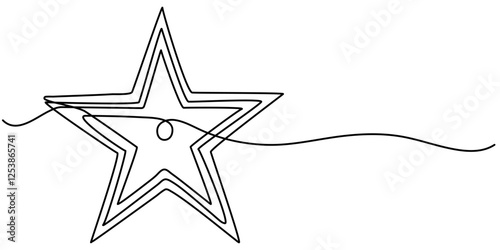 One line  Drawing or illustration of a star,Star Shapes Continuous Line Icon, Star icon line continuous drawing vector. One line Infinity Star icon vector background. Star icon. Continuous outline. 