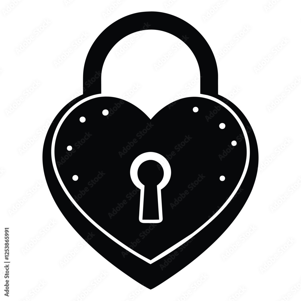 Heart lock silhouette vector illustration. Heart lock silhouette vector illustration.