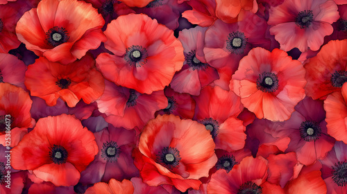 Vibrant red poppies illustration in watercolor style