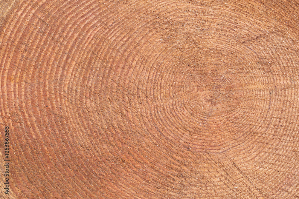 Close-up of a tree trunk cross-section exhibiting annual growth rings. The rings vary in size and width and are predominantly light brown, indicating periods of tree growth. Close-up of a tree trunk cross-section exhibiting annual growth rings. The rings vary in size and width and are predominantly light brown, indicating periods of tree growth.