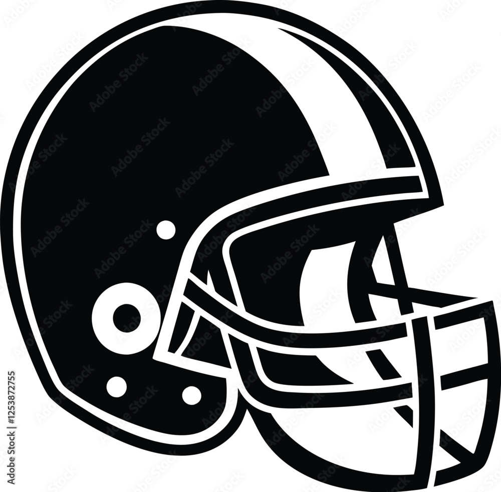 Fototapeta premium American Football Helmet Silhouette Vector, football helmet flat icon, Helmets black Clip art 