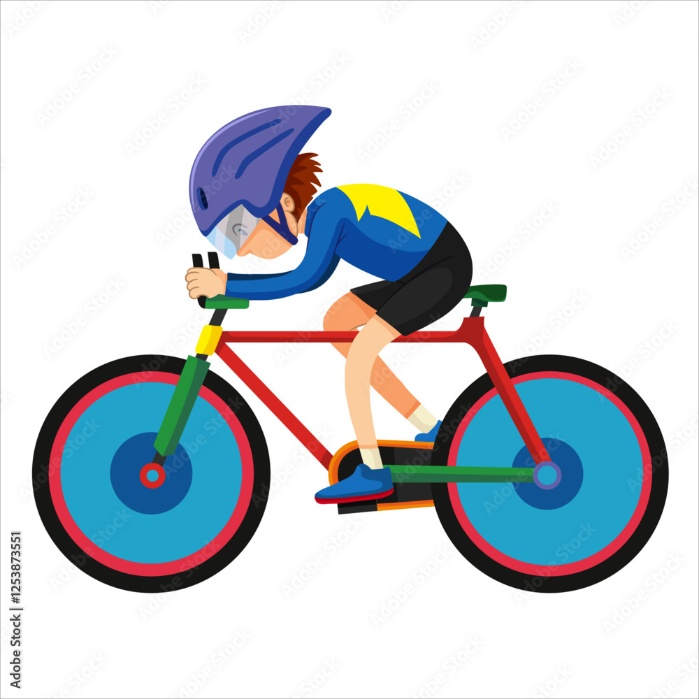 Fototapeta premium Boy riding cycle cartoon vector illustration