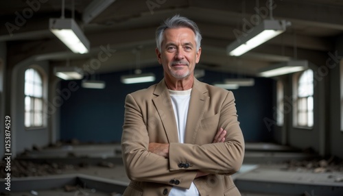 Free Download Middle Aged Man in an Abandoned Building - GFXLoad