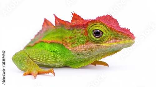 Colorful Lizard Profile Against White Background photo
