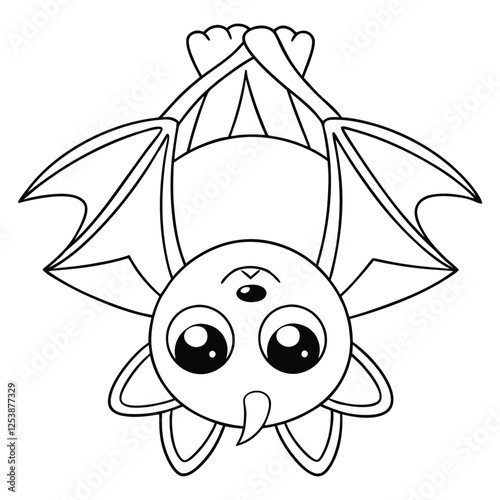 bat hanging upside down coloring pages Vector illustration for coloring books 