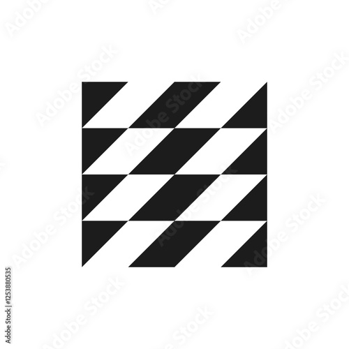 A strikingly bold black and white abstract geometric design that showcases brutalist influences, successfully capturing the trendy retro vibes that were so popular during the Y2K aesthetic era
