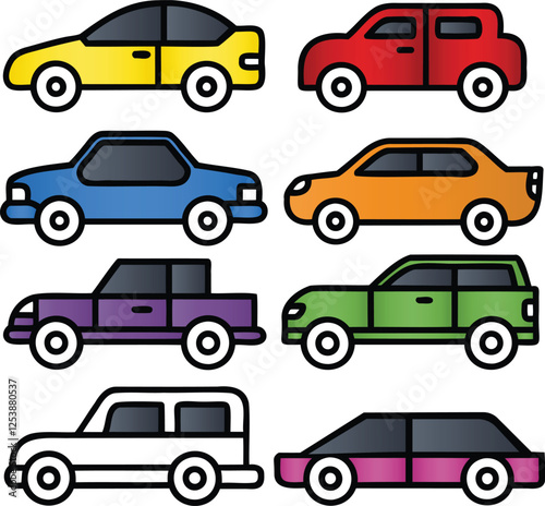 car icon set line art eps vector files
