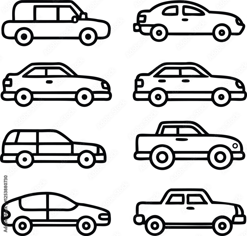 car icon set line art eps vector files car icon set line art eps vector files